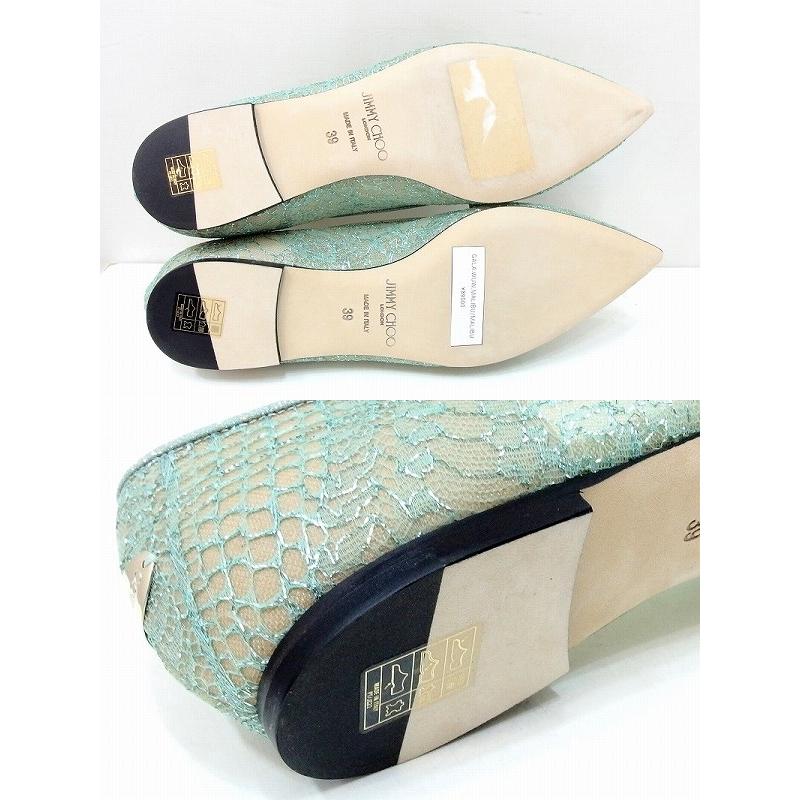 JIMMY CHOO ジミーチュウ メタリックレース X グリッター・フラット 