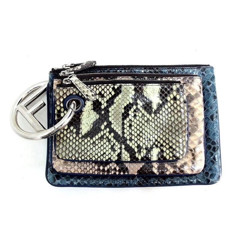 FENDI フェンディ トリプレット クラッチバッグ ポーチ パイソン 