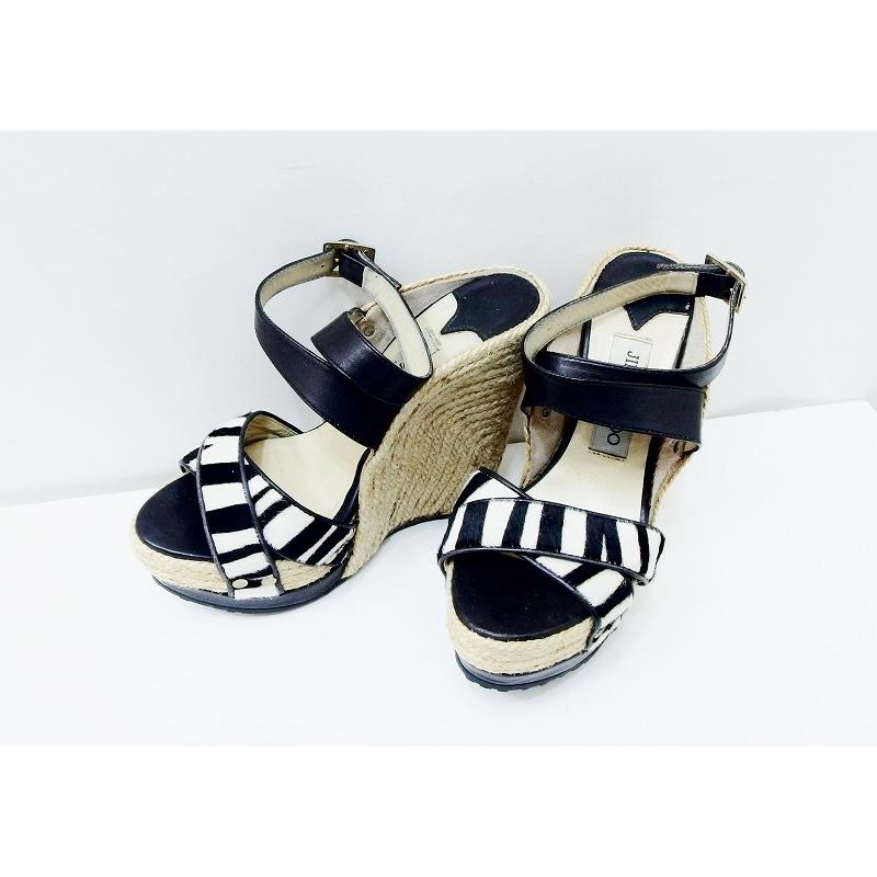 JIMMY CHOO ジミーチュウ 厚底 ウェッジソール ハラコ×レザー  