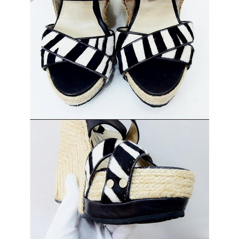 JIMMY CHOO ジミーチュウ 厚底 ウェッジソール ハラコ×レザー 