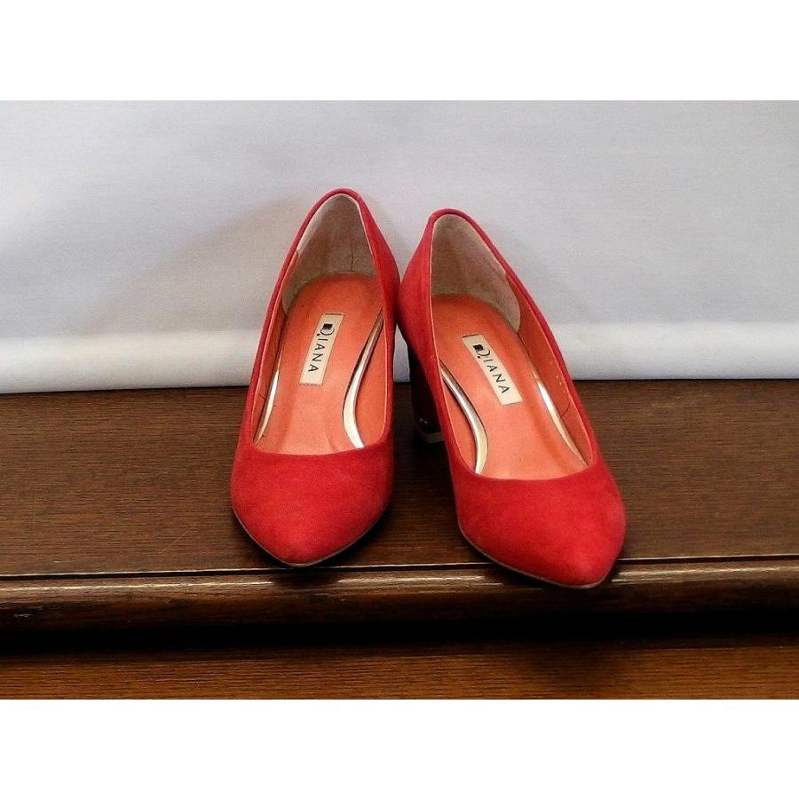 DIANA（ダイアナ） スエード パンプス ヒール レッド ポインテッドトゥ