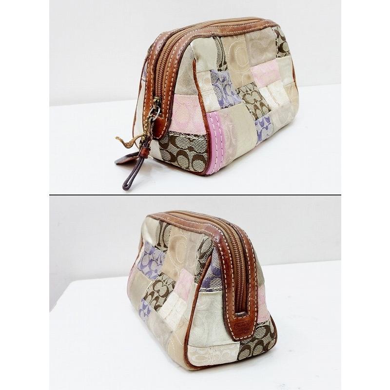 美品　Coach パッチワーク ポーチ　シグネチャー COACH（コーチ） シグネチャー パッチワーク デザイン ポーチ マルチ