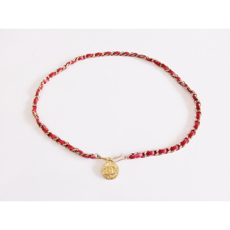 CHANEL シャネル ヴィンテージ レザー×チェーンベルト ゴールド 