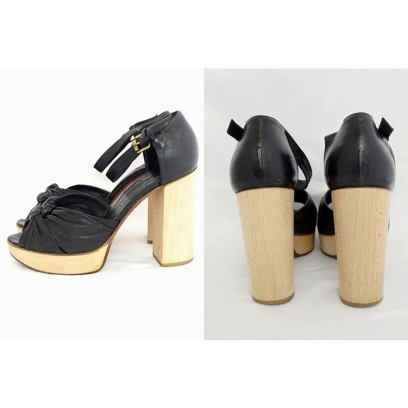 Chloe サンダル 黒37 1/2 ヒール高厚底 - サンダル