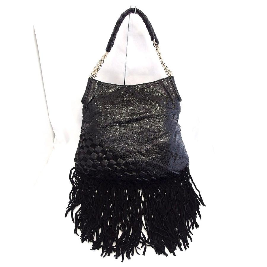美品❗️ JIMMY CHOO フリンジ ショルダーバッグ JIMMY CHOO（ジミーチュウ） フリンジ ショルダーバッグ 黒 : Vision