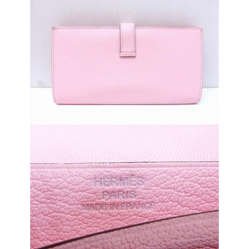 HERMES エルメス  ベアン スフレ 長財布 シェーブル シルバー金具 2021年製 ピンク 中古の画像