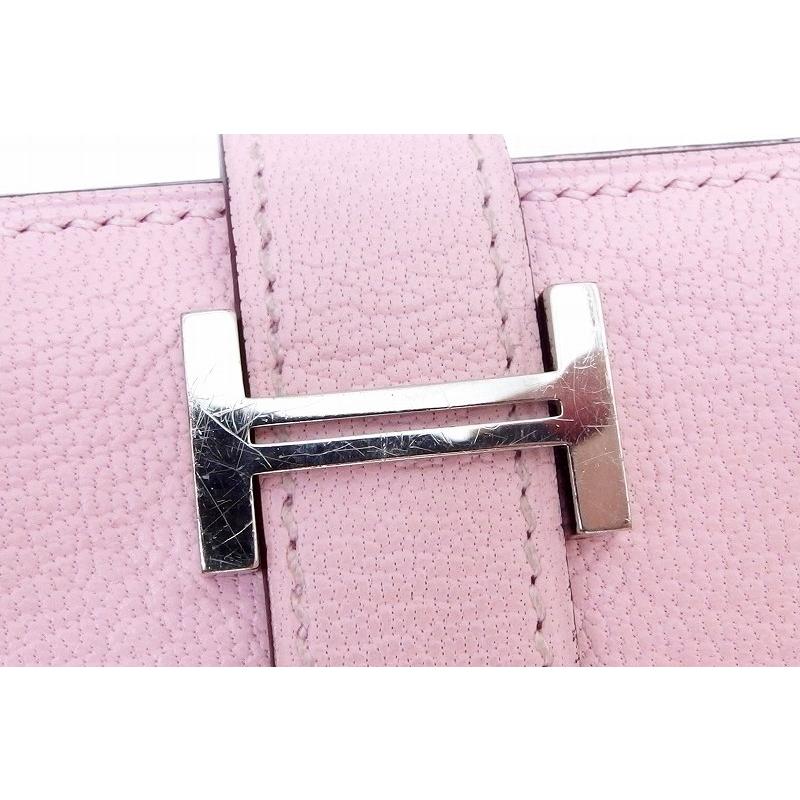 HERMES エルメス  ベアン スフレ 長財布 シェーブル シルバー金具 2021年製 ピンク 中古の画像