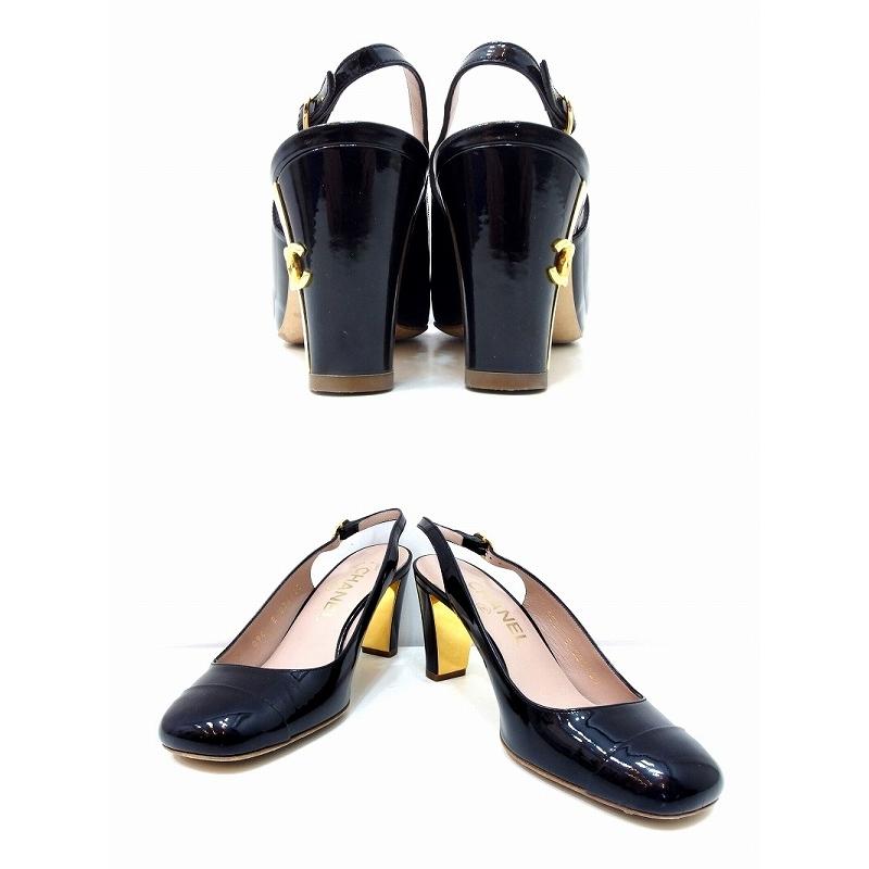 CHANEL シャネル ココマーク メタルヒール バックストラップパンプス 