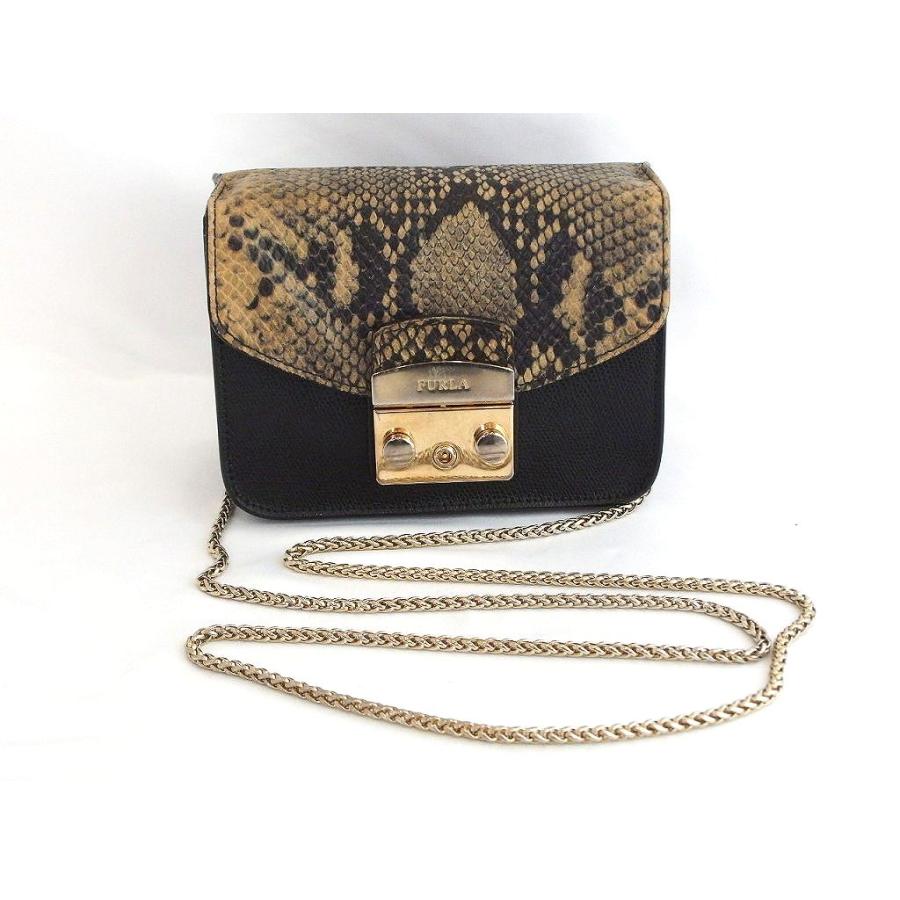 FURLA（フルラ） パイソン型押し ミニチェーンバッグ ポシェット 