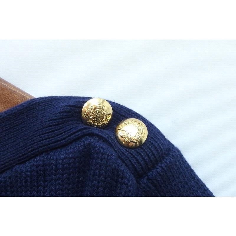 極美品 ラルフローレン ケーブル編みコットンニット 金ボタン エンブレム XS POLO RALPH LAUREN ラルフローレン ケーブル編み 金釦 コットン