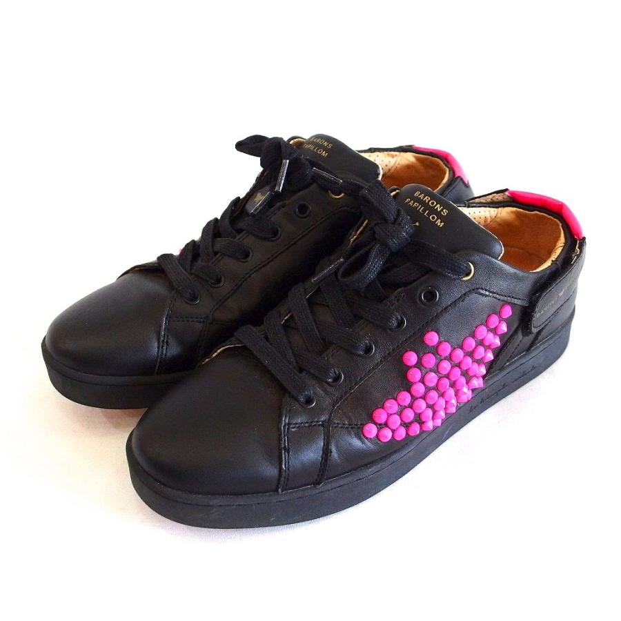 BARONS PAPILLOM バロンパピヨム スタッズ ローカット レザー 
