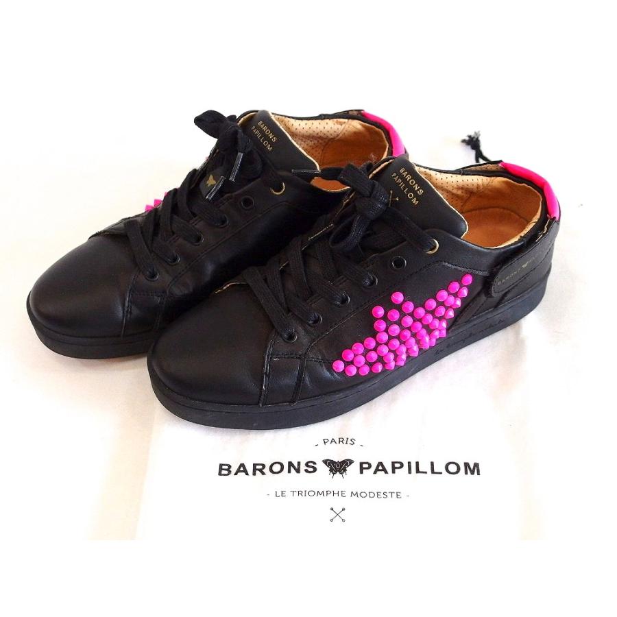 BARONS PAPILLOM バロンパピヨム スタッズ ローカット レザー 