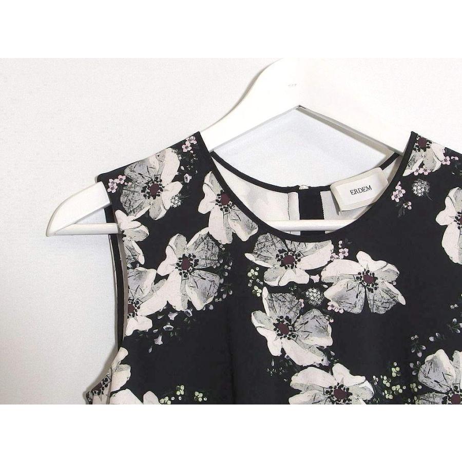 × ERDEM / ノースリーブワンピース/40/ポリエステル/BLK/花柄 Erdem アーデム 総花柄 ノースリーブ ワンピース ポリエステル