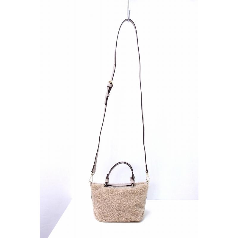 ANAYI（アナイ） ボア×レザー ミニ ショルダーバッグ 2WAY ベージュ