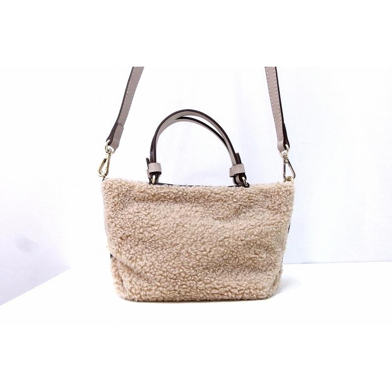 ANAYI（アナイ） ボア×レザー ミニ ショルダーバッグ 2WAY ベージュ