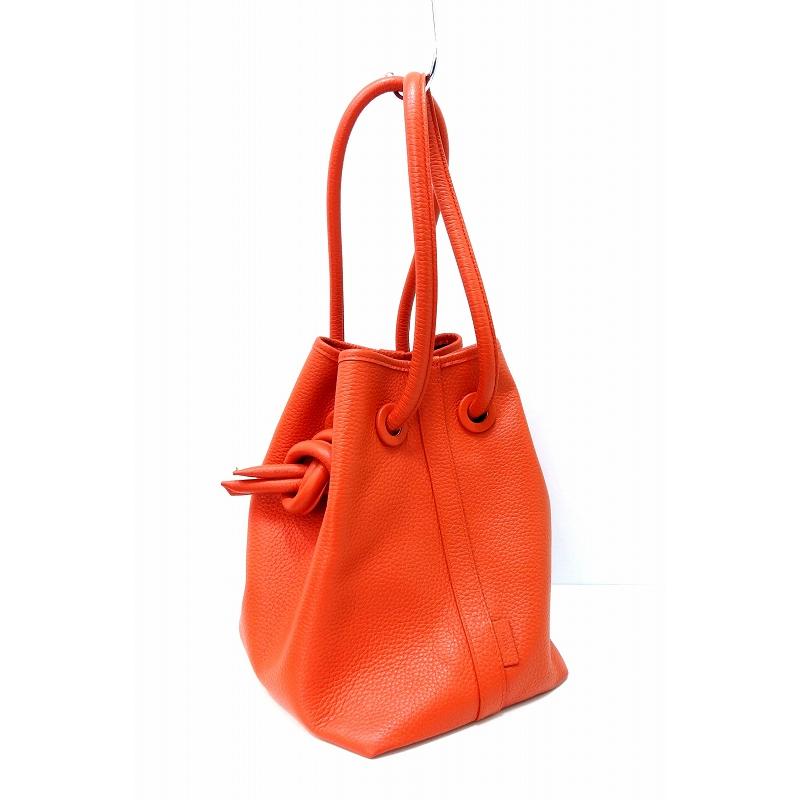 美品✨VASIC ヴァジック ボンド 巾着 バッグ レザー シボ革 ベージュ系 VASIC ヴァジック ボンド BOND 巾着 レザーバッグ 限定カラー オレンジ