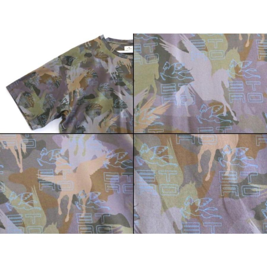 美品　エトロ　大きいサイズ　厚手　ニット　ペガサス　ロゴ ETRO（エトロ） 迷彩柄/ペガサス ビッグシルエット コットン 半袖T