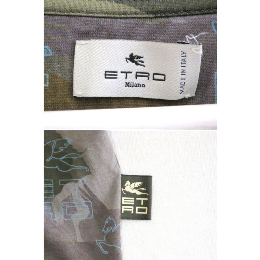 美品　エトロ　大きいサイズ　厚手　ニット　ペガサス　ロゴ ETRO（エトロ） 迷彩柄/ペガサス ビッグシルエット コットン 半袖T
