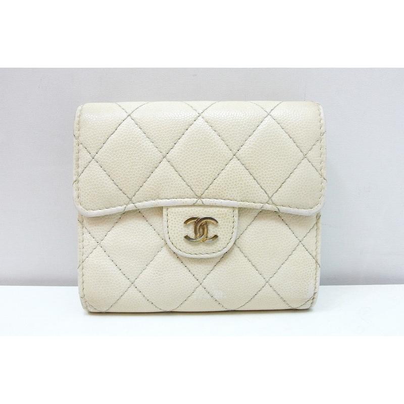 CHANEL シャネル キャビアスキン マトラッセ 三つ折り財布 ゴールド金具 CHANEL シャネル 財布 マトラッセ キャビアスキン 三つ折り ゴールド金具
