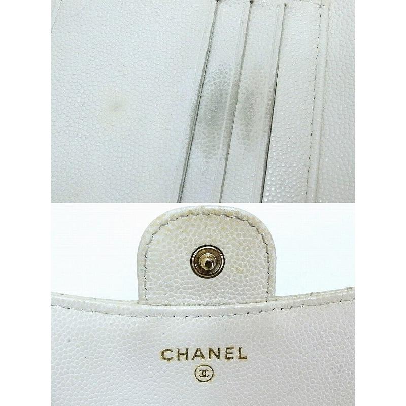 CHANEL（シャネル） マトラッセ キャビアスキン 三つ折り財布 ゴールド
