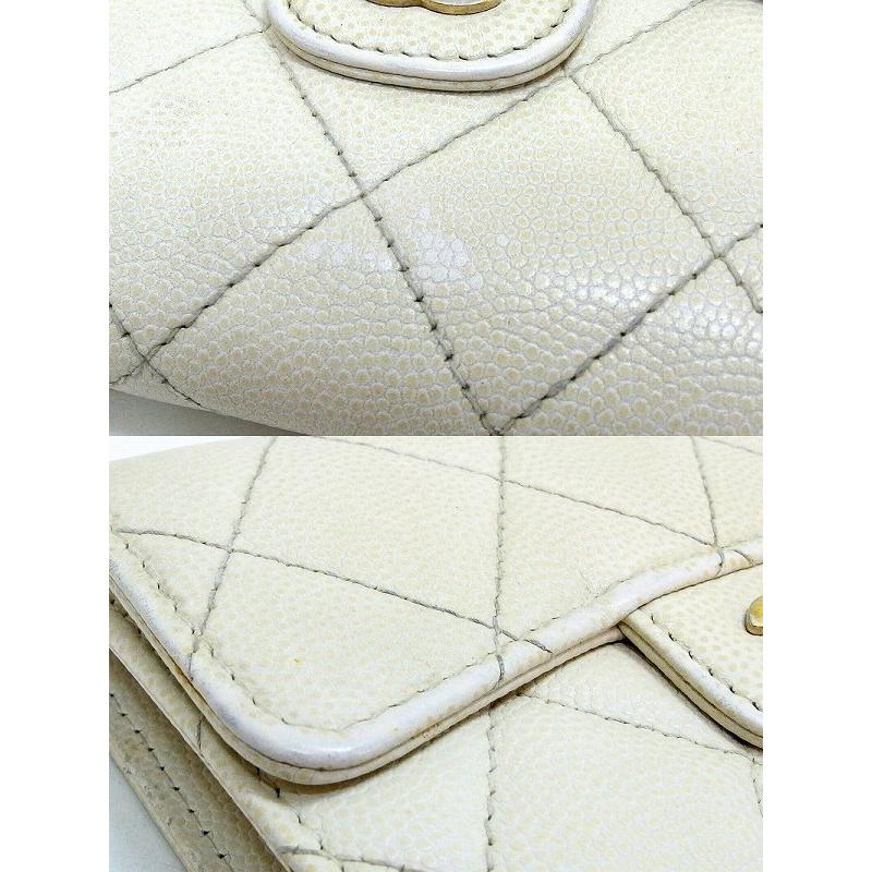 CHANEL（シャネル） マトラッセ キャビアスキン 三つ折り財布 ゴールド