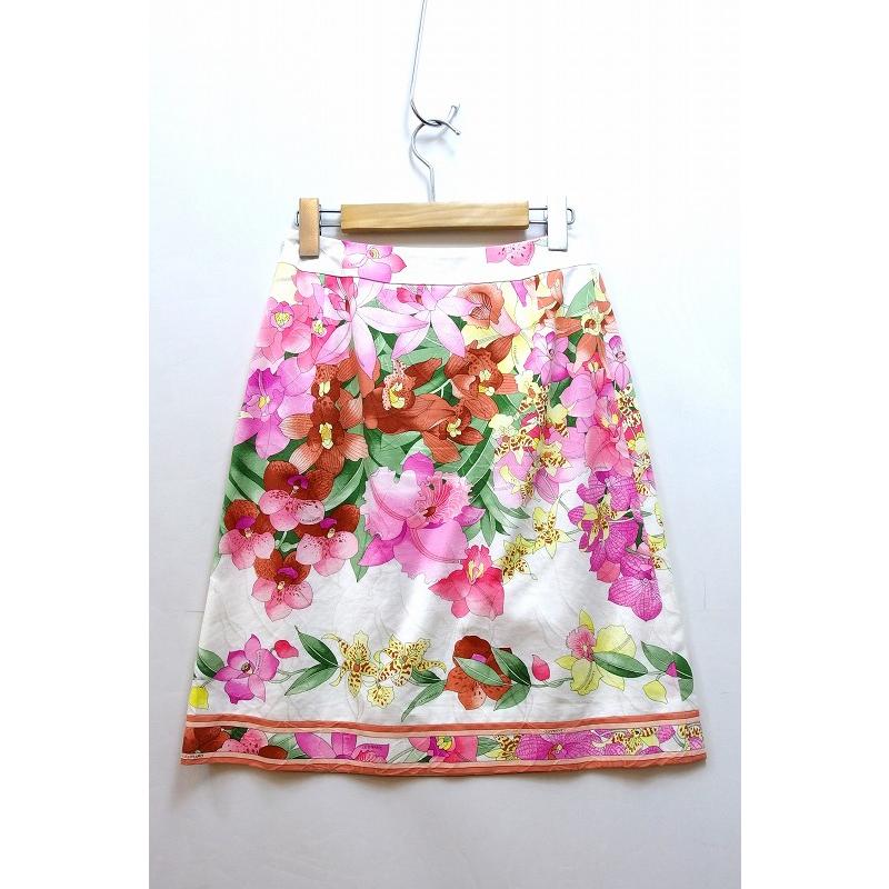 LEONARD（レオナール） ひざ丈スカート 花柄 コットン ・64-91