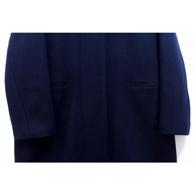 YLEVE イレーヴ】 ダブルメルトン ノーカラー ロングコート ウール100