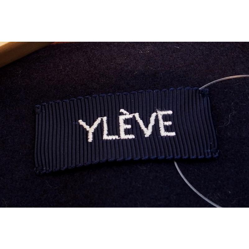 YLEVE イレーヴ】 ダブルメルトン ノーカラー ロングコート ウール100