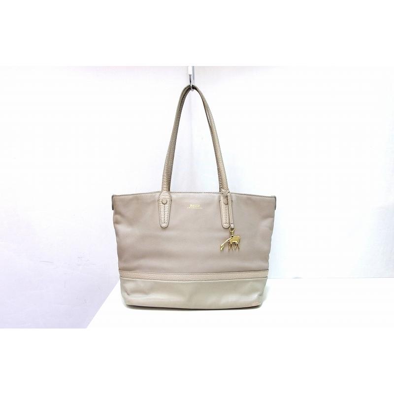 Bally（バリー） レザー ショルダートートバッグ グレージュ系 