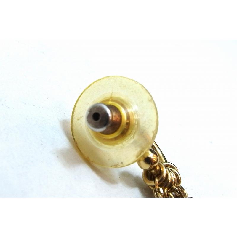 CELINE ゴールド ロゴ ピアス CELINE（セリーヌ） 【希少】 ロゴ ラインストーン チェーン スイング