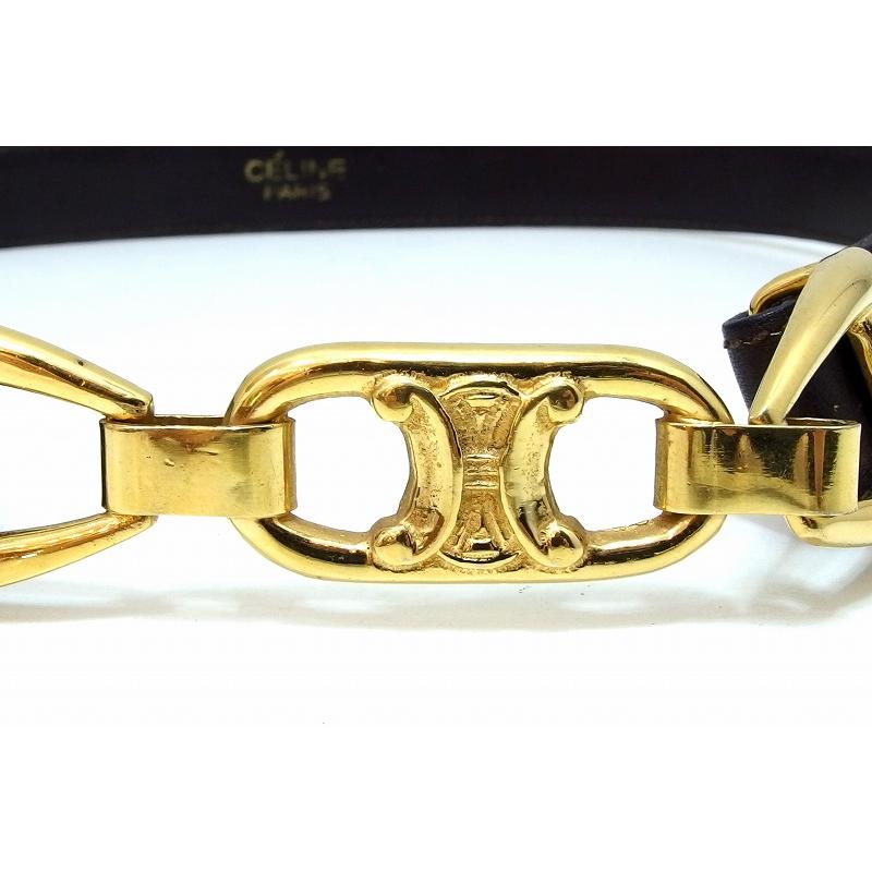 CELINE セリーヌ ヴィンテージ トリオンフ レザーベルト ゴールド金具