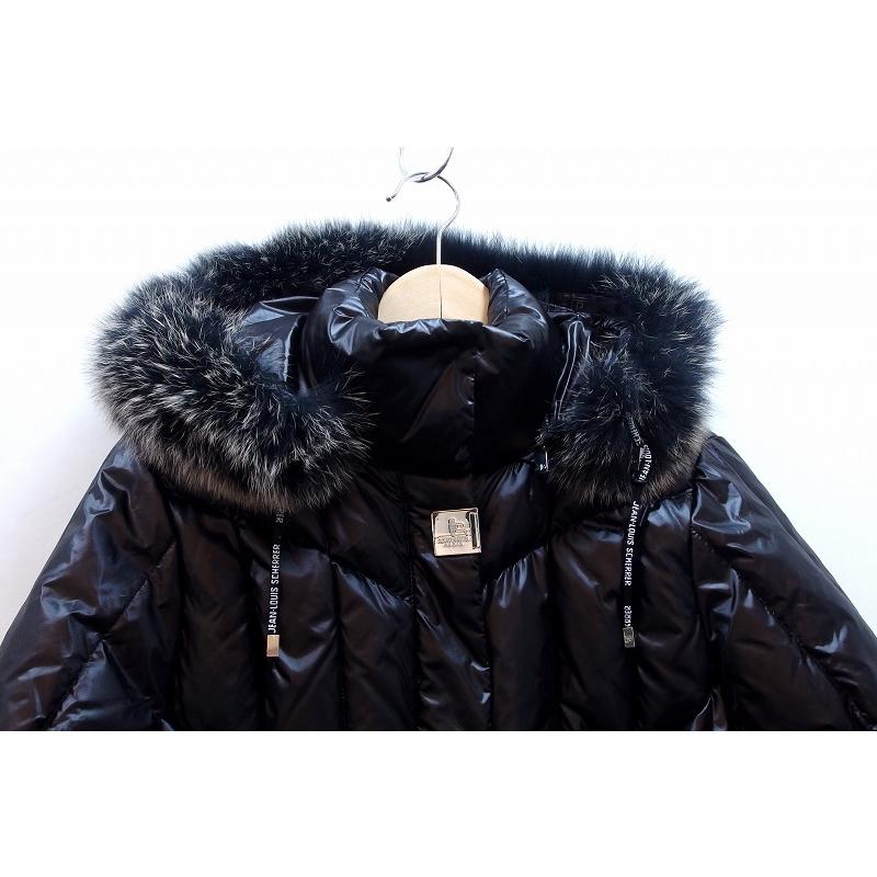 定価8万円　JEAN-LOUIS SCHERRER　ダウンコート　フォックス　黒 ジャンルイシェレル JEAN-LOUIS SCHERRER】 ダウンジャケット ブルー