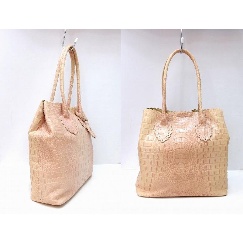 FURLA（フルラ） クロコダイル型押し レザー トートバッグ ポーチ付 