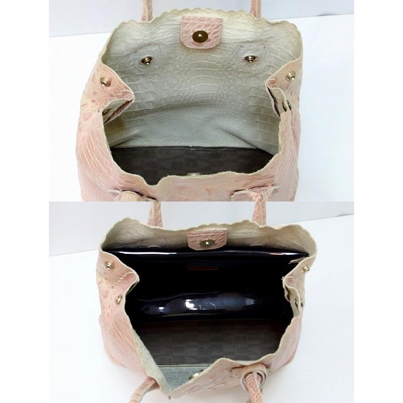 FURLA（フルラ） クロコダイル型押し レザー トートバッグ ポーチ付 