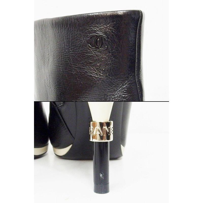 CHANEL シャネル ショートブーツ バイカラー 35 ブラック/ホワイト 