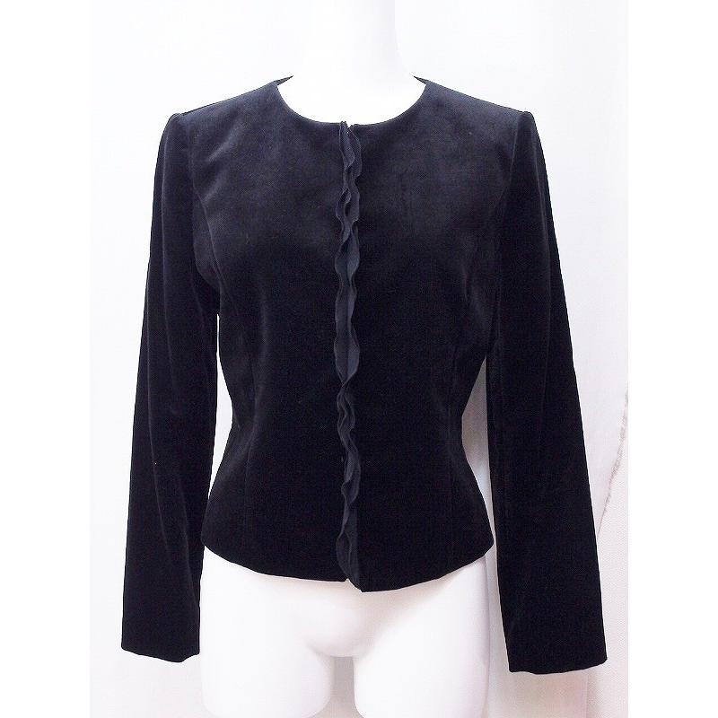 ANAYI アナイ ベロア ノーカラージャケット 38 ブラック : Vision  
