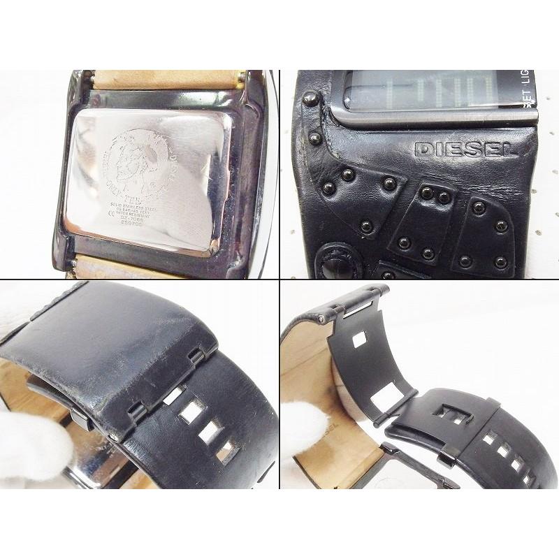 DIESEL ディーゼル デジタル 腕時計 革ベルト DZ-7066 ブラック