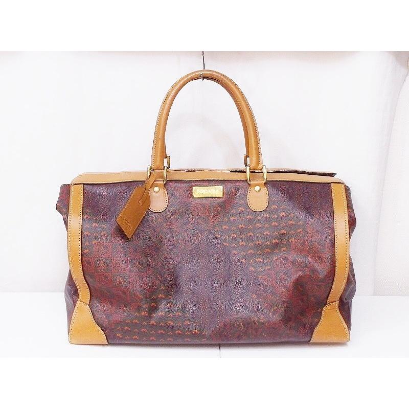 ESCADA エスカーダ ボストンバッグ ダークブラウン×マルチ 