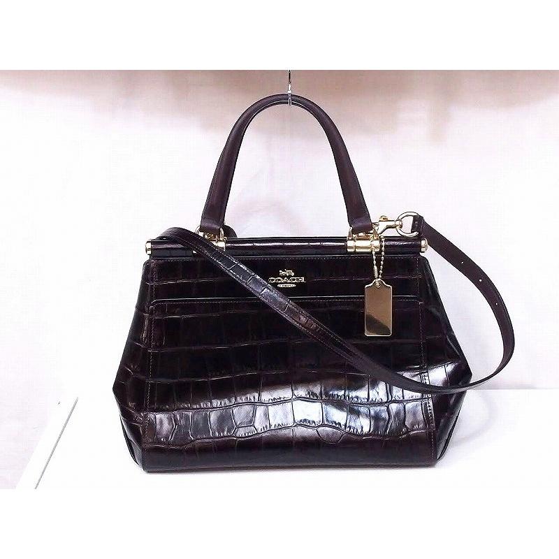 COACH コーチ グレース 2WAYバッグ クロコ型押し レザー 31660 ダーク 
