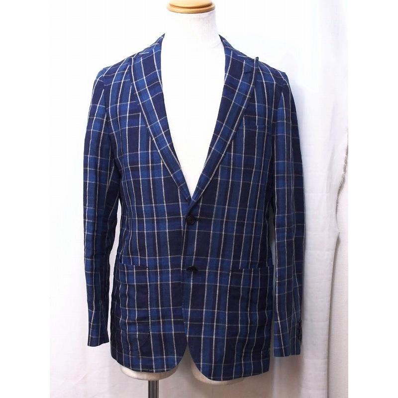 Green Label Relaxing グリーンレーベル リネン チェック柄 ジャケット メンズ M ブルー ネイビー Nm Visionヤフーショッピング店 通販 Yahoo ショッピング