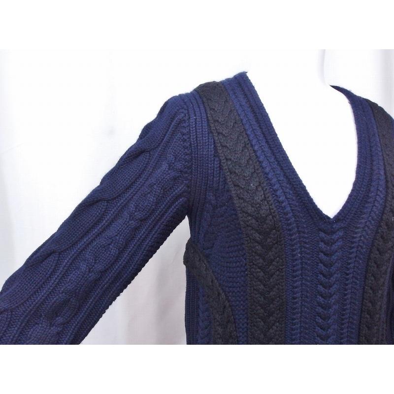 バーバリー ケーブルニット ワンピース ネイビー