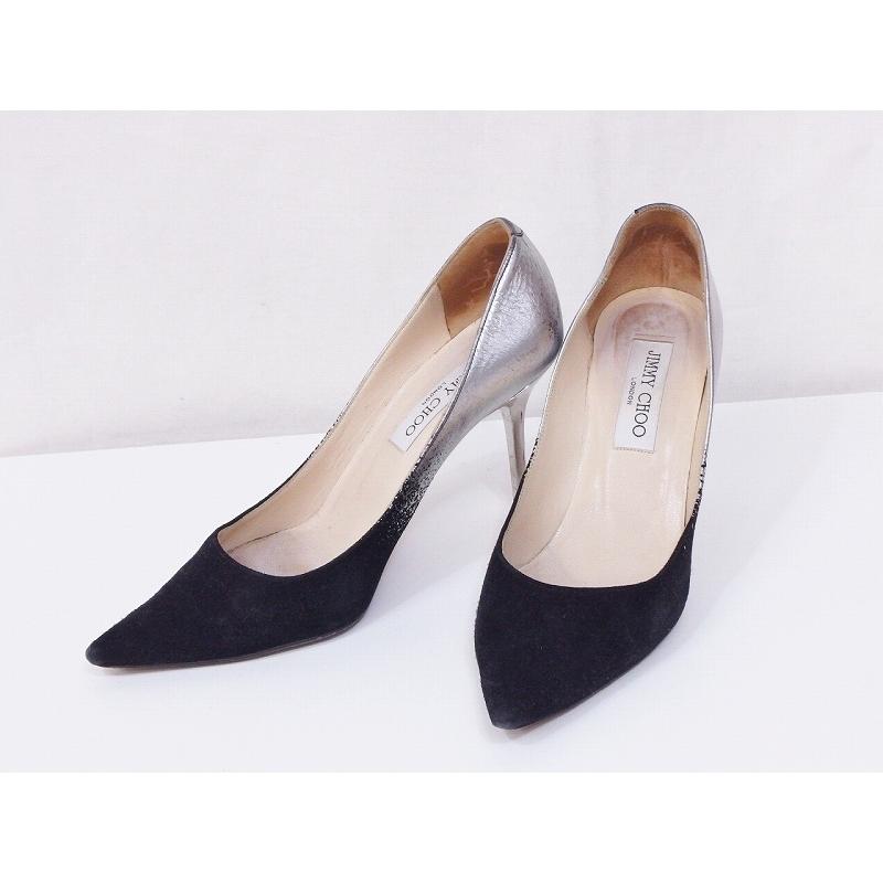JIMMY CHOO ジミーチュウ スエード×メタリック レザー バイカラー 