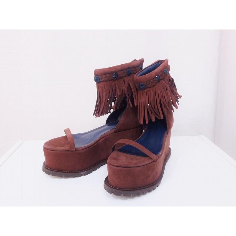 sacai サカイ レザー 厚底 フリンジ サンダル ビブラムソール 38 sacai サカイ レザー 厚底 フリンジ サンダル ビブラムソール 38