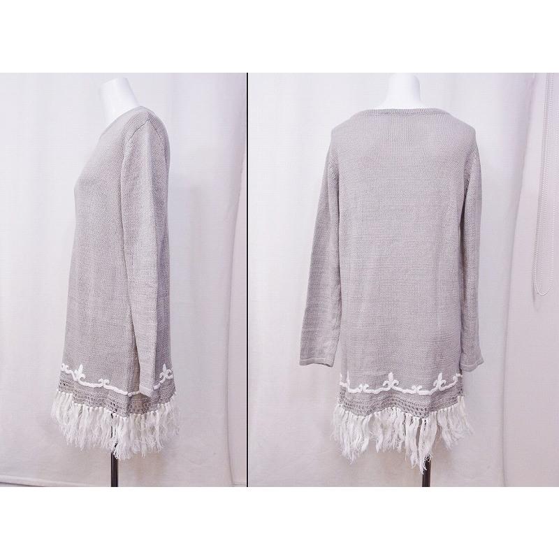 BEARDSLEY（ビアズリー） リネン混 フリンジニット チュニック F 