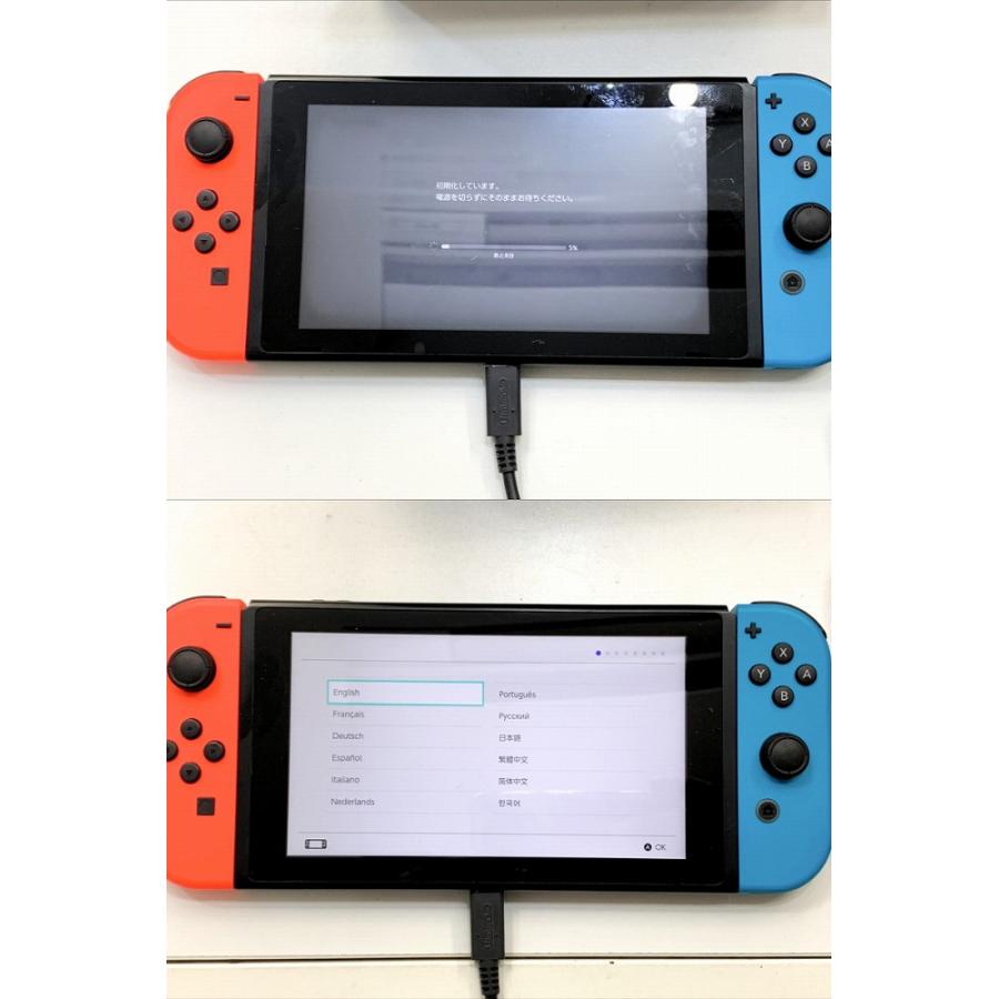 NINTENDO ニンテンドー Switch スイッチ 液晶モデル　JOY-CON　ネオンブルー・ネオンレッド HAC-001 ブラック 中古