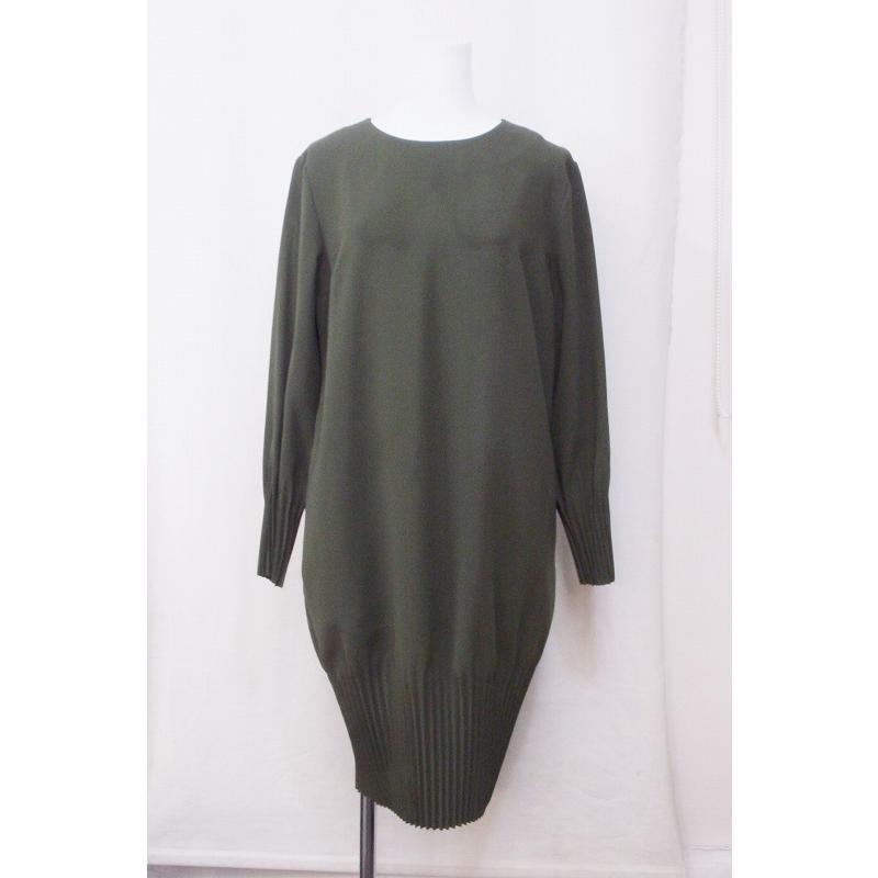 COS プリーツデザイン コクーン ワンピース 34 モスグリーン