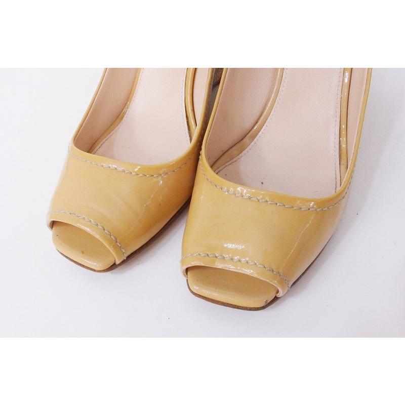 PRADA プラダ オープントゥ ウェッジソール パンプス エナメル 37 1/2 