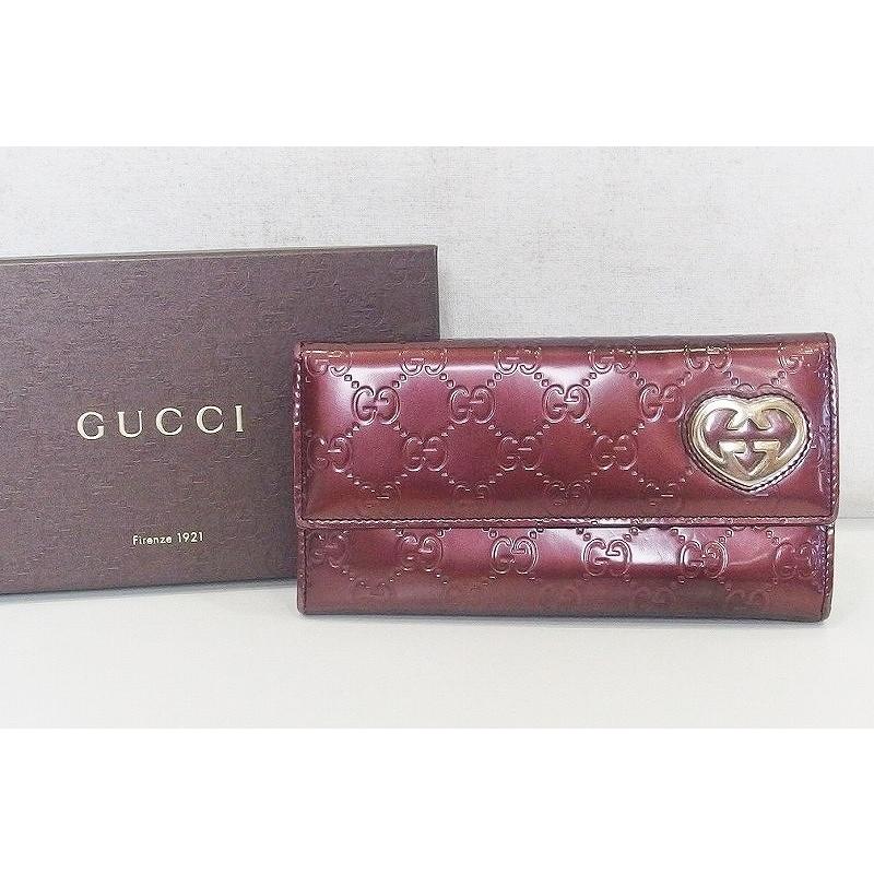 GUCCI グッチ ラブリー シャイニー グッチシマ パテントレザー 長財布 