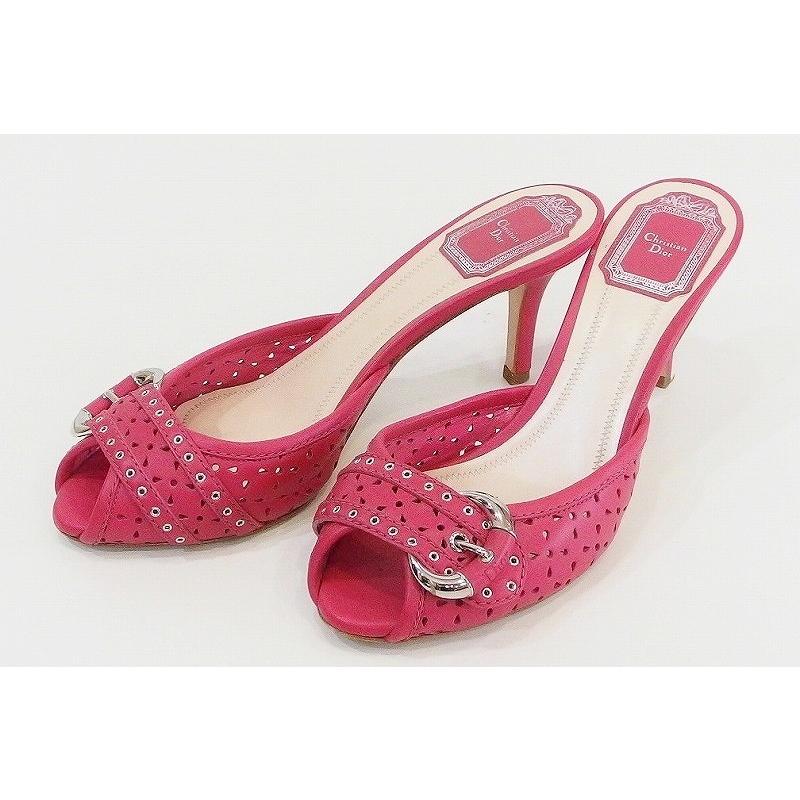 Christian Dior クリスチャンディオール オープントゥ メッシュ レザー