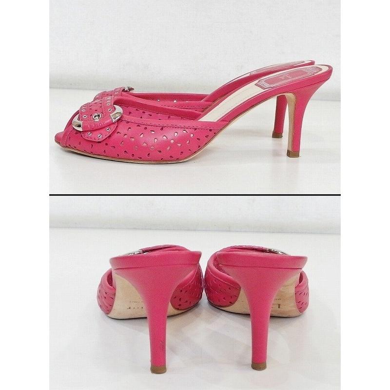 Christian Dior クリスチャンディオール オープントゥ メッシュ レザー 